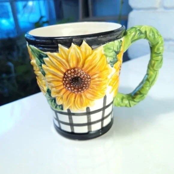 RARE Fitz & Floyd Sunflower Basket weave Cup 1992 - Picture 3 of 6
